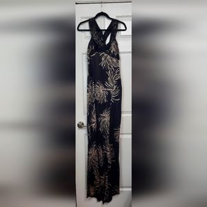 Bebe crystal beaded evening gown Size Large Black and Tan